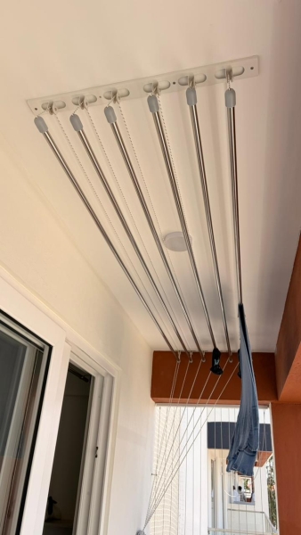 Ceiling Mounted Pull and Dry Cloth Hanger Installation by DSK